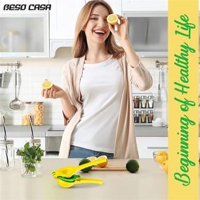 img 2 attached to 🍋 Yellow Lemon Squeezer, Premium Manual Citrus Press for Lemons and Limes - Handheld Lemon Juicer, Dishwasher Safe Kitchen Tool