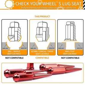 img 2 attached to 🔩 MIKKUPPA M14x1.5 Wheel Spike Lug Nuts, 32 PCS Red Spiked Lug Nuts 14mmx1.5 Heavy-Duty 4.4" Tall Acorn Lug Nut Set with 1 Socket Key Replacement for Silverado 1500 2500 3500, F-150 F-250 F-350