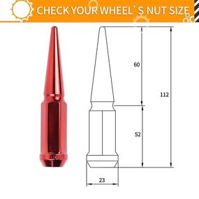 img 3 attached to 🔩 MIKKUPPA M14x1.5 Wheel Spike Lug Nuts, 32 PCS Red Spiked Lug Nuts 14mmx1.5 Heavy-Duty 4.4" Tall Acorn Lug Nut Set with 1 Socket Key Replacement for Silverado 1500 2500 3500, F-150 F-250 F-350