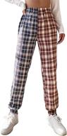 👖 stylish and comfortable: wdirara women's plaid elastic high waist tartan pants with pockets логотип