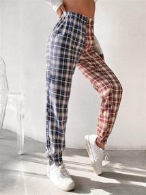 img 3 attached to 👖 Stylish and Comfortable: WDIRARA Women's Plaid Elastic High Waist Tartan Pants with Pockets