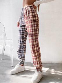 img 2 attached to 👖 Stylish and Comfortable: WDIRARA Women's Plaid Elastic High Waist Tartan Pants with Pockets