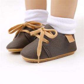 img 3 attached to 👟 COSANKIM Lace Up Leather Baby Sneakers: Non Slip Rubber Sole Infant Shoes for Boys and Girls - Newborn Loafers, Toddler First Walker, Crib Shoes