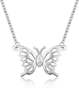 img 4 attached to 🦋 Eusense 925 Sterling Silver Butterfly Necklace: Stylish Birthstone Jewelry for Women and Girls