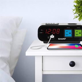 img 3 attached to ⏰ Sharp Digital Alarm Clock with Dual Power Outlets, Surge Protection, and Rapid USB Charging Port (Blue/Green)