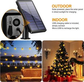 img 1 attached to 🔥 TomCare Solar String Lights: Flickering Flame Solar Lights for Outdoor, 24.5 Ft, USB Charged & Solar Powered LED Hanging Lights for Patio Garden Backyard - Decorative Outdoor Lighting