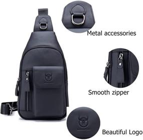img 2 attached to BULLCAPTAIN Genuine Multi Pocket Crossbody Backpacks Backpacks