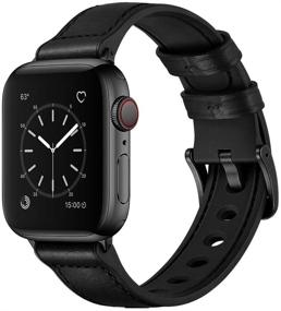 img 3 attached to 🍎 Ремешок для Apple Watch OUHENG 41 мм 40 мм 38 мм, потовлагозащитный гибридный ремешок из натуральной кожи и резины, совместим с сериями 7 6 5 4 3 2 1 SE, черный с черным адаптером 2.0.