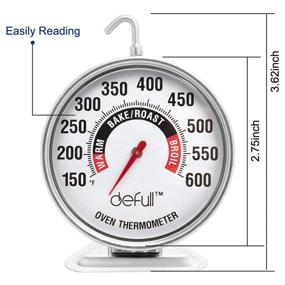 img 3 attached to Highly Visible 2.75 Inch Dial Oven Thermometer with Large Numbers for Easy Reading - Hang or Stand in Oven with Hook and Panel Base