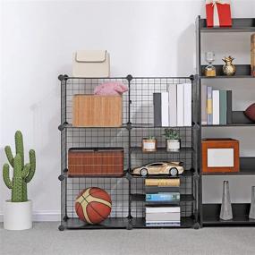 img 3 attached to SONGMICS Modular Cube Storage Unit with Divider Design, Metal Wire Organizer Cabinet, Bookcase for Closet Bedroom Kid’s Room, 32.7 L x 12.2 W x 36.6 H Inches, Black ULPI36H