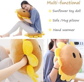 img 2 attached to LZYMSZ Sunflower Throw Pillow - Hand Warmer Plush Stuffed Toy Doll, Soft Decorative Cushion Doll for Sofa Home Bedroom Office Dormitory on Valentine's Day, Christmas, Birthday - Sunflower