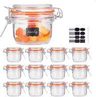 🌶️ encheng glass spice jars: 5 oz small glass jars with airtight lids & leak proof rubber gasket - 12 pack kitchen canisters логотип