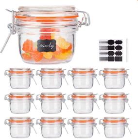 img 4 attached to 🌶️ Encheng Glass Spice Jars: 5 oz Small Glass Jars with Airtight Lids & Leak Proof Rubber Gasket - 12 Pack Kitchen Canisters