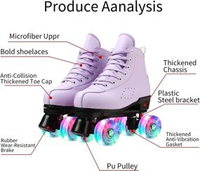 img 3 attached to 👟 High-top PU Leather Roller Skates – Stylish Four-Wheel Shiny Skates for Women, Kids, and Adults