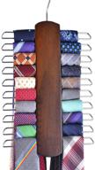 👔 umo lorenzo premium walnut wood necktie and belt hanger with non-slip finish - 20 hooks - organize and store ties and belts with style logo