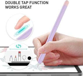 img 2 attached to 🖊️ Protective Delidigi Duotone Silicone Sleeve for Apple Pencil 2nd Gen – Lavender + Pink Cover with Tips Case