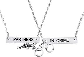 img 4 attached to 👯 Partner in Crime: MJartoria Engraved Best Friend Necklaces for 2