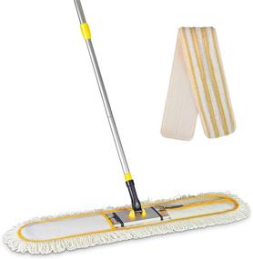 img 4 attached to 🧹 Yocada 36" Commercial Industrial Cotton Mop for Efficient Dusting and Floor Cleaning in Office, Garage, Hardwood Floors, Warehouse, Factory, Mall, and Deck - Includes 1 Microfiber Polyester & 1 Microfiber Mop Pad - Long 59" Handle