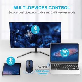 img 3 attached to 🖱️ Беспроводная мышь TECKNET 3 режима Bluetooth 5.0 и 3.0 с USB нано-приемником - беспроводная оптическая мышь 2,4 ГГц, 2400 DPI для ноутбука, MacBook, ПК, Windows, Android, OS System (синяя)