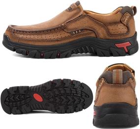 img 3 attached to 👟 Comfortable and Stylish Walking Shoes: Breathable Leather Loafers & Slip-Ons for Men's Outdoor Activities