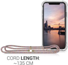 img 2 attached to 📱 kwmobile Crossbody Case for iPhone XR - Clear TPU Phone Cover with Lanyard Cord Strap - Transparent/Dark Pink/Violet/Yellow