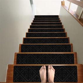 img 4 attached to 🐾 Treadsafe Non-Slip Carpet Stair Treads: 15 Pack of 8"x30" Charcoal Black Rug Treads for Safety, Grip, and Beauty - Perfect for Kids, Elders, and Dogs