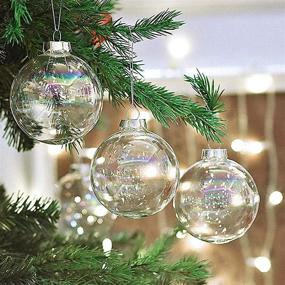 img 3 attached to SYNARA 10pcs Clear Plastic Ornament Balls: Perfect DIY 3.2 inch Fillable Christmas Decorations with Silver Rope & Removable Cap for Trees, Parties & Xmas Decor