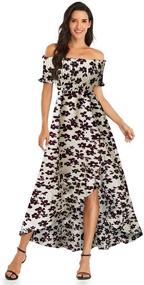 img 4 attached to YANQI Womens Shoulder Floral Medium Women's Clothing in Dresses