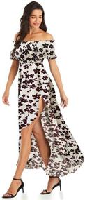 img 3 attached to YANQI Womens Shoulder Floral Medium Women's Clothing in Dresses