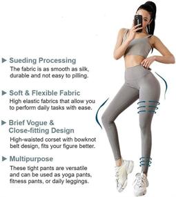 img 1 attached to 👖 High-Waisted Tummy Control Leggings for Women with Bowknot - Nondeformable Yoga Pants