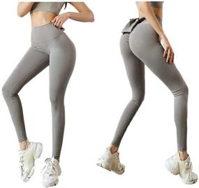 img 3 attached to 👖 High-Waisted Tummy Control Leggings for Women with Bowknot - Nondeformable Yoga Pants