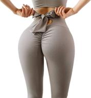 👖 high-waisted tummy control leggings for women with bowknot - nondeformable yoga pants логотип