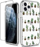 🌵 giika iphone 11 pro max case + screen protector - full-body heavy duty protection with girls' slim bumper, clear phone cover, cactus design logo