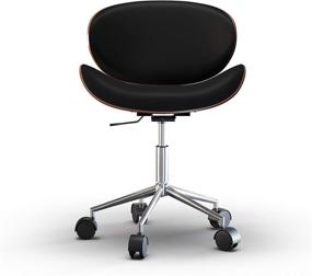 img 3 attached to Contemporary Swivel Adjustable Executive Office Chair in Black Faux Leather by SIMPLIHOME - Ideal for Office, Study