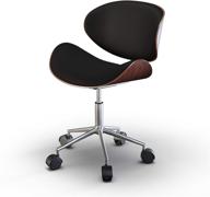 contemporary swivel adjustable executive office chair in black faux leather by simplihome - ideal for office, study logo