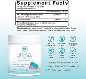 img 3 attached to 🌱 TRU BCAA - Plant Based Branched Chain Amino Acids, Vegan-Friendly, Zero Calories, No Artificial Sweeteners or Dyes - Tropical Popsicle Flavor