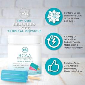 img 1 attached to 🌱 TRU BCAA - Plant Based Branched Chain Amino Acids, Vegan-Friendly, Zero Calories, No Artificial Sweeteners or Dyes - Tropical Popsicle Flavor