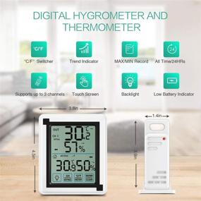 img 3 attached to ORIA Indoor Outdoor Thermometer Humidity: 3 Wireless Sensor Hygrometer 🌡️ with Touchscreen, Backlight, and Min-Max Records for Home, Office, Greenhouse Monitoring