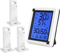 oria indoor outdoor thermometer humidity: 3 wireless sensor hygrometer 🌡️ with touchscreen, backlight, and min-max records for home, office, greenhouse monitoring логотип