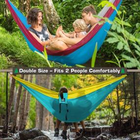 img 3 attached to Emerald Mountain Outfitters Camping Hammock: Double Size, Parachute 🏕️ Nylon, Snag-Proof Carabiners - Ideal for Hiking, Backpacking, and Travel