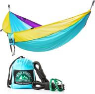 emerald mountain outfitters camping hammock: double size, parachute 🏕️ nylon, snag-proof carabiners - ideal for hiking, backpacking, and travel логотип