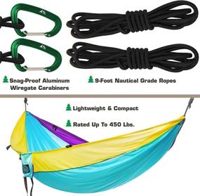 img 1 attached to Emerald Mountain Outfitters Camping Hammock: Double Size, Parachute 🏕️ Nylon, Snag-Proof Carabiners - Ideal for Hiking, Backpacking, and Travel