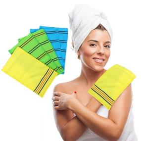 img 4 attached to 🧼 Enhance Your Exfoliation Routine with the Korean Asian Exfoliating Cloth Mitt - Large Viscos Italy Bath Towel - 5 pcs