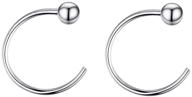 👂 sleek 2mm sterling silver minimalist half hoop earrings: black huggie cuff cartilage tragus piercing nose rings studs for women girls men logo