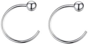 img 4 attached to 👂 Sleek 2mm Sterling Silver Minimalist Half Hoop Earrings: Black Huggie Cuff Cartilage Tragus Piercing Nose Rings Studs for Women Girls Men