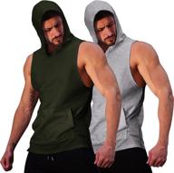 🏋️ coofandy men's 2 pack workout sleeveless hooded tank tops - bodybuilding muscle cut off t shirt - gym hoodies logo