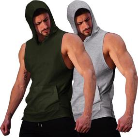 img 4 attached to 🏋️ COOFANDY Men's 2 Pack Workout Sleeveless Hooded Tank Tops - Bodybuilding Muscle Cut Off T Shirt - Gym Hoodies