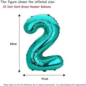 img 2 attached to Голубой баклажановый шар с числом 2 - 32-дюймовый гигантский фольгированный декор для вечеринки, заполненный гелием, голубо-зеленый, большой цифровой шар (голубой баклажановый 2)