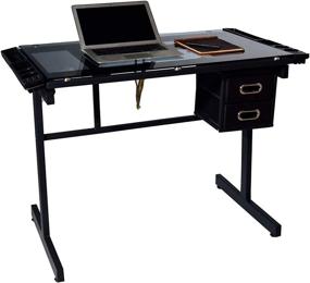 img 4 attached to Black Craft Station with Blue Glass Drafting Table by OneSpace