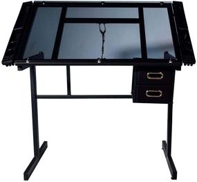 img 3 attached to Black Craft Station with Blue Glass Drafting Table by OneSpace